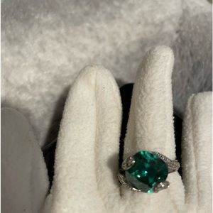 COPY - Sterling silver, Peridot green stone with faux diamonds